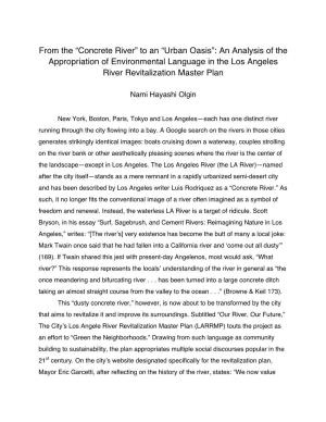 From the “Concrete River” to an “Urban Oasis”: an Analysis of the Appropriation of Environmental Language in the Los Angeles River Revitalization Master Plan