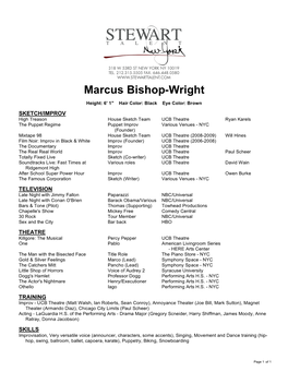 Marcus Bishop-Wright Theatrical Resume