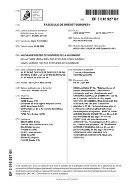 Nouveau Procédé De Synthèse De La Khusimone Neuartiges Verfahren Zur Synthese Von Khusimon Novel Method for the Synthesis of Khusimone