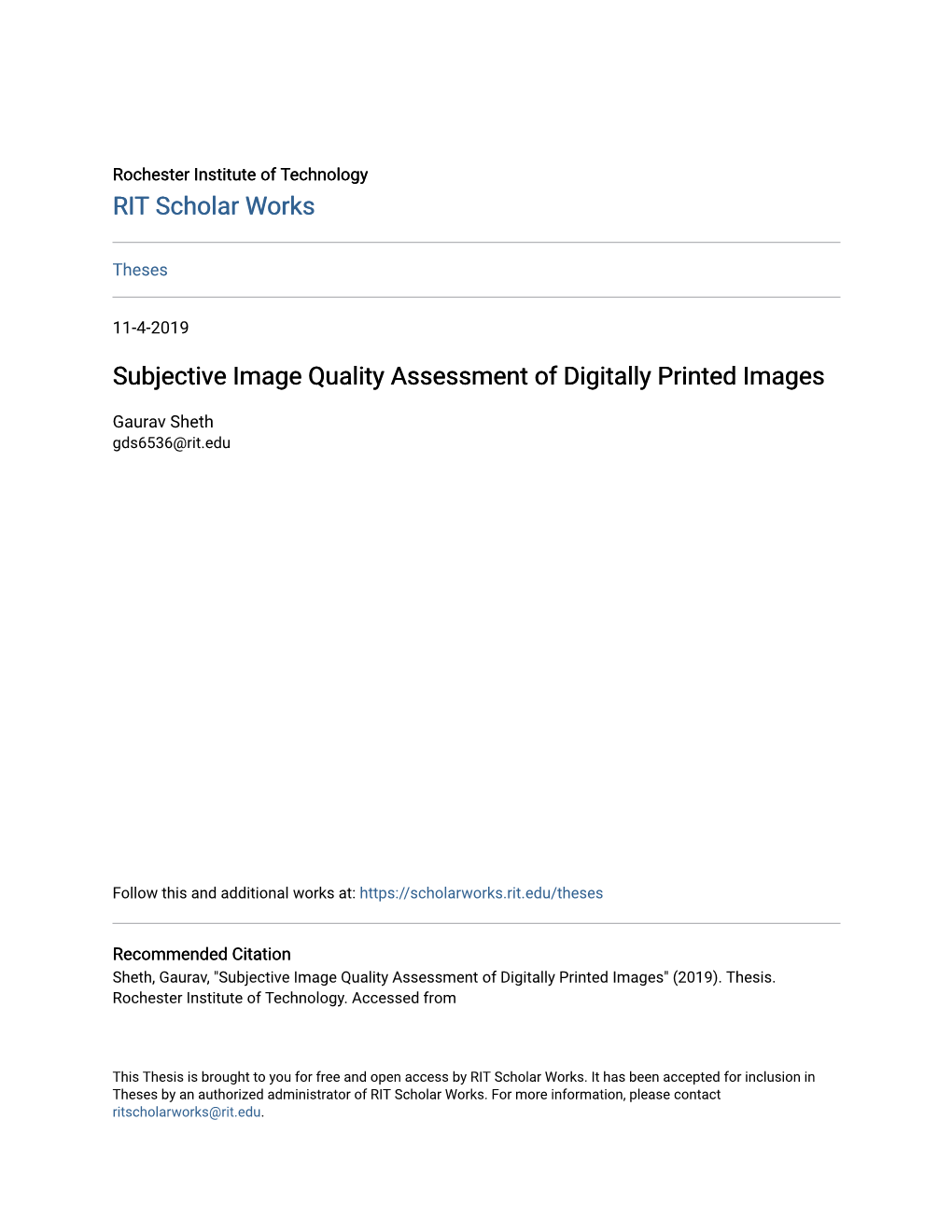 Subjective Image Quality Assessment of Digitally Printed Images