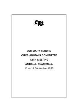 Summary Record Cites Animals Committee 12Th