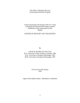 2. Thesis on OSS Psychological Selection Program