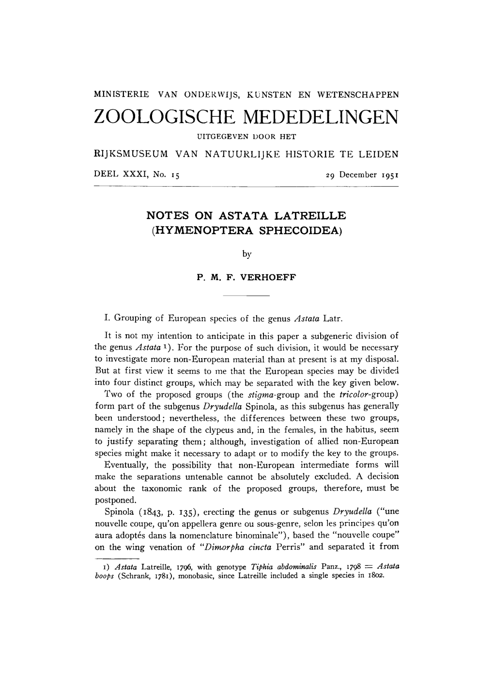 Zoologische Mededelingen