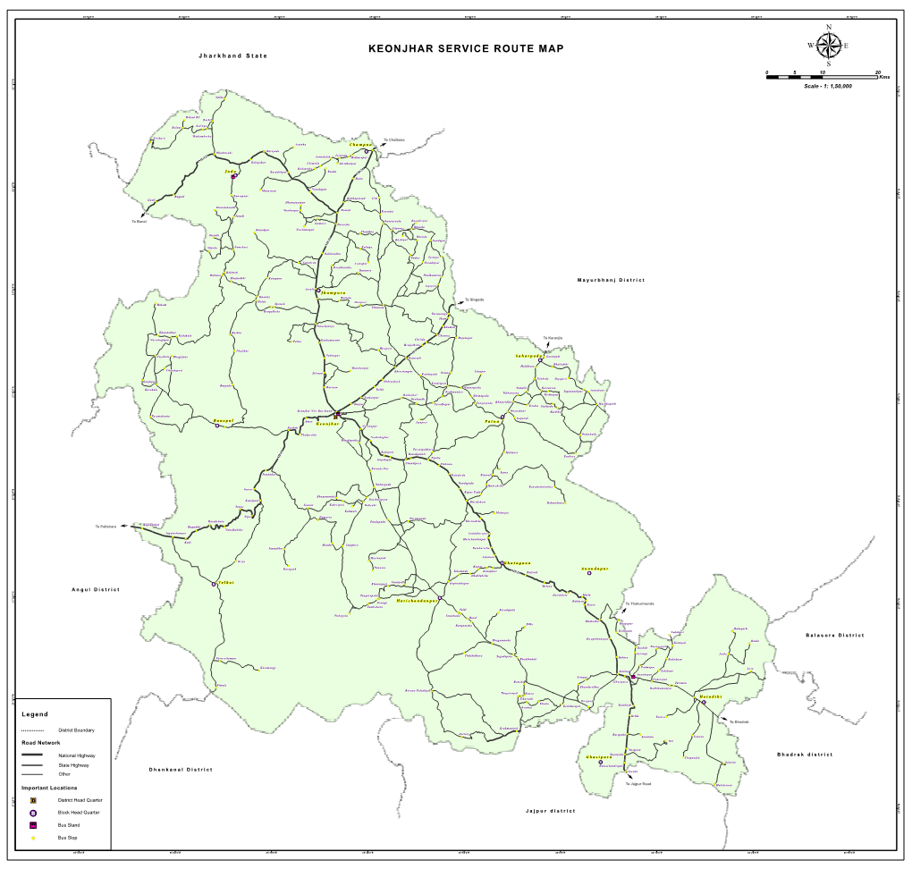 KEONJHAR SERVICE ROUTE MAP J H a R K H a N D S T a T E Μ 0 5 10 20