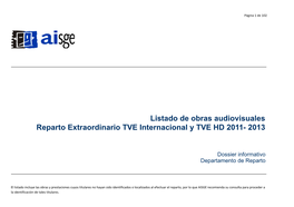 Listado Obras Extraordinario TVE Internacional Y TVE HD