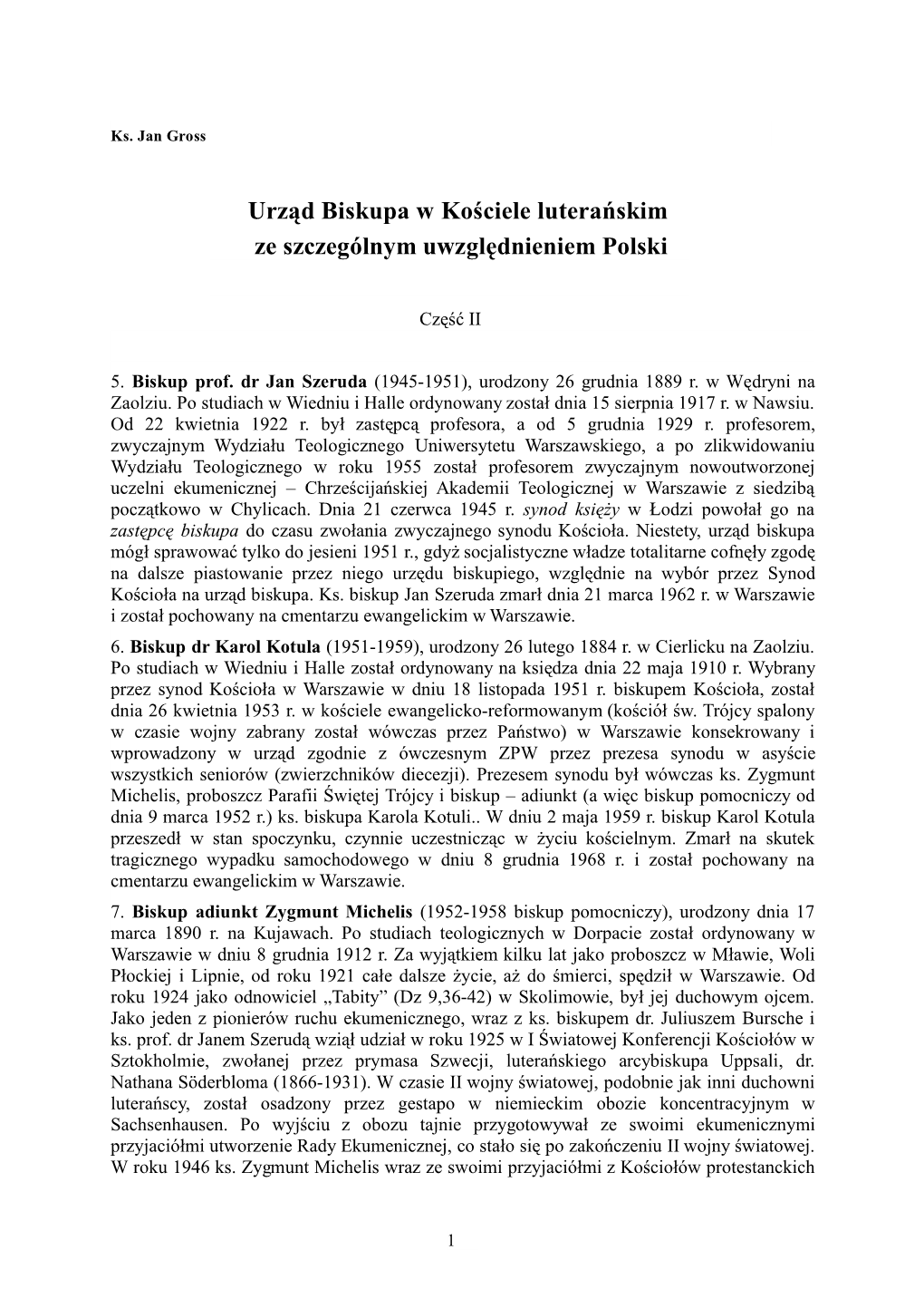 Urząd Biskupa W Kościele Luterańskim Ze Szczególnym Uwzględnieniem Polski