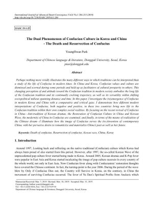 The Dual Phenomenon of Confucian Culture in Korea and China - the Death and Resurrection of Confucius