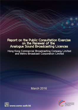 Report on the Public Consultation Exercise on the Renewal of the Analogue Sound Broadcasting Licences