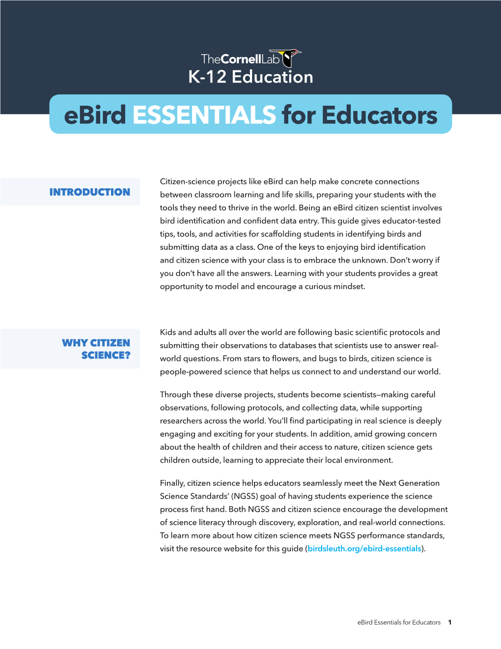 Ebird ESSENTIALS for Educators