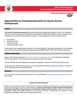 Continuing Education Courses for Human Service Professionals