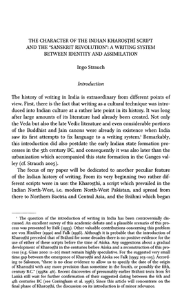 The Character of the Indian Kharosthi Script and the "Sanskrit Revolution": a Writing System Between Identity and Assimilation