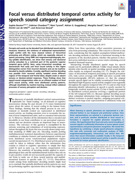 Focal Versus Distributed Temporal Cortex Activity for Speech Sound Category Assignment