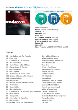 Various Motown Atlantic Highway Mp3, Flac, Wma