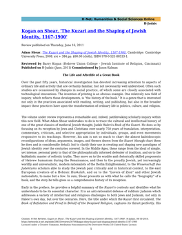 The Kuzari and the Shaping of Jewish Identity, 1167-1900'