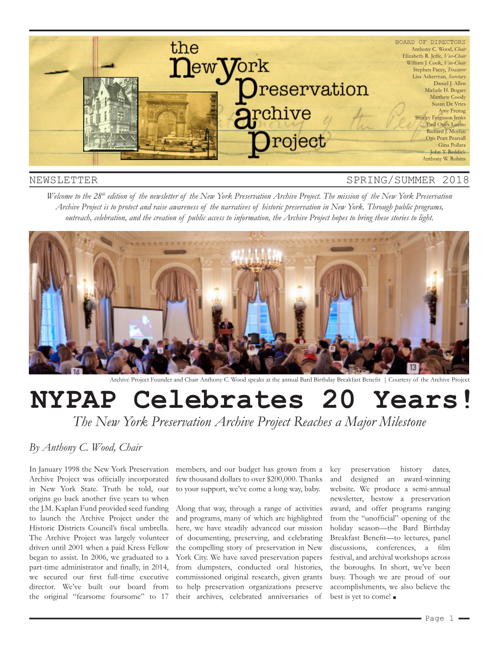 NYPAP Celebrates 20 Years!