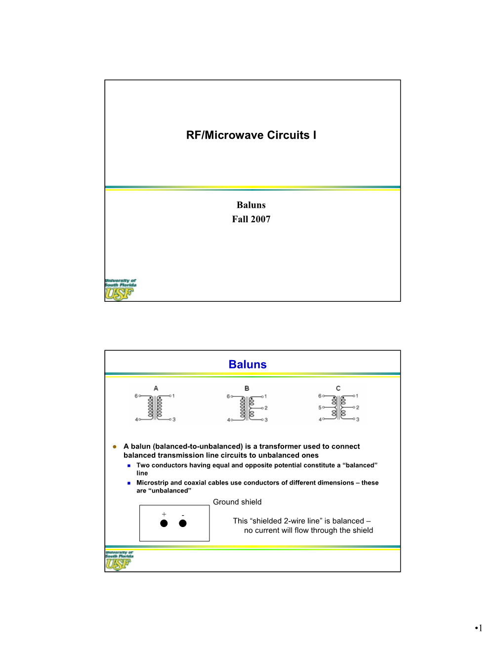 RF/Microwave Circuits I Baluns