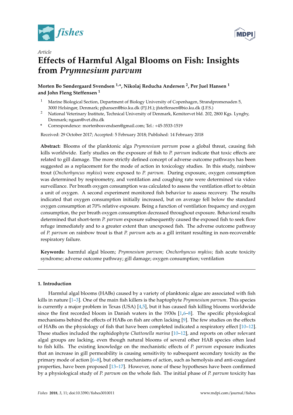 Effects of Harmful Algal Blooms on Fish: Insights from Prymnesium Parvum