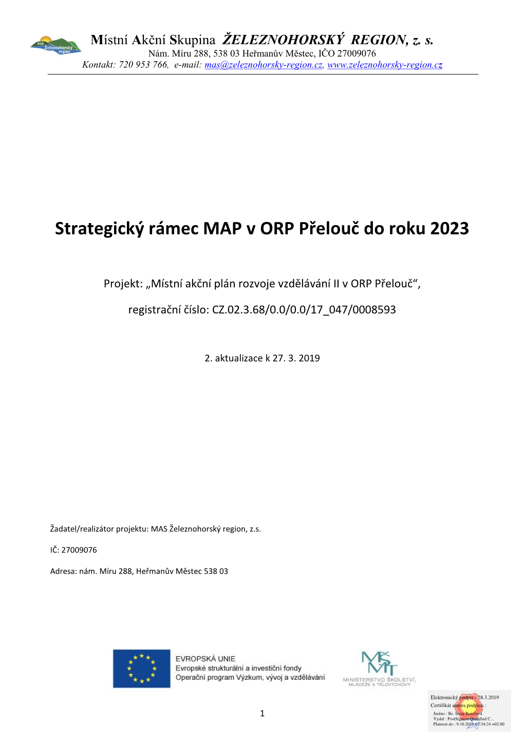 Strategický Rámec MAP V ORP Přelouč Do Roku 2023