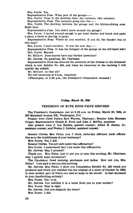 Warren Commission, Volume III: Ruth Hyde Paine
