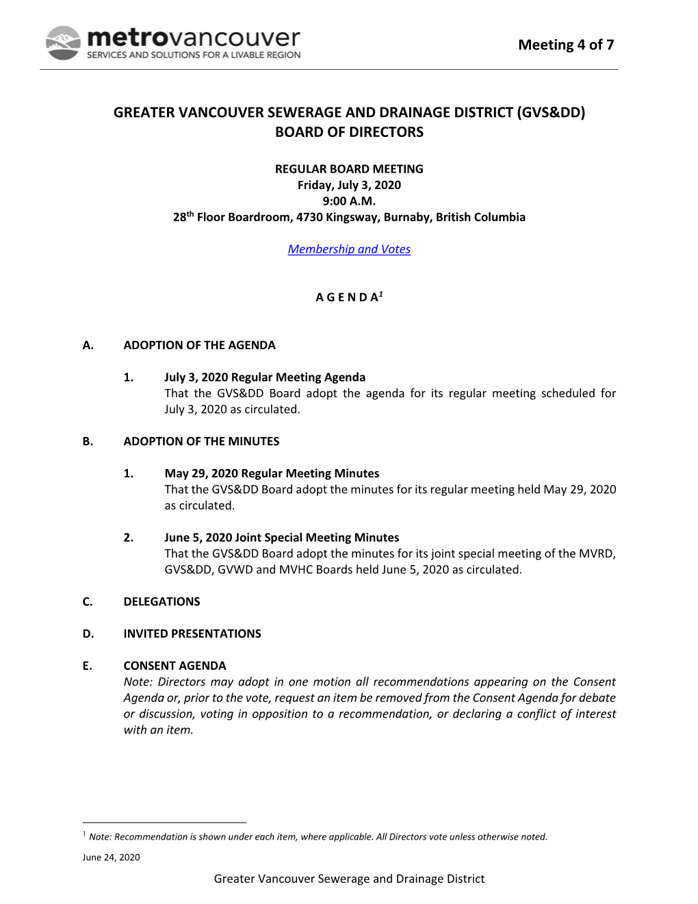 GVSDD Board Meeting Agenda Package