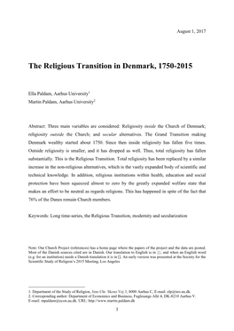 The Religious Transtion: Denmark 1750-2015