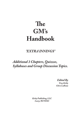 The GM's Handbook "EXTRA INNINGS"