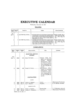 EXECUTIVE CALENDAR Wedneoday, December 12, 1945 TREATIES