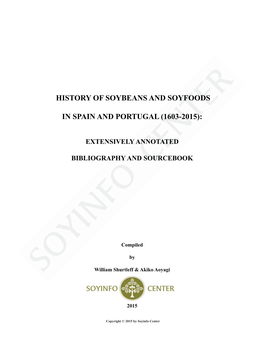 History of Soybeans and Soyfoods in Spain and Portugal: 624 References in Chronological Order