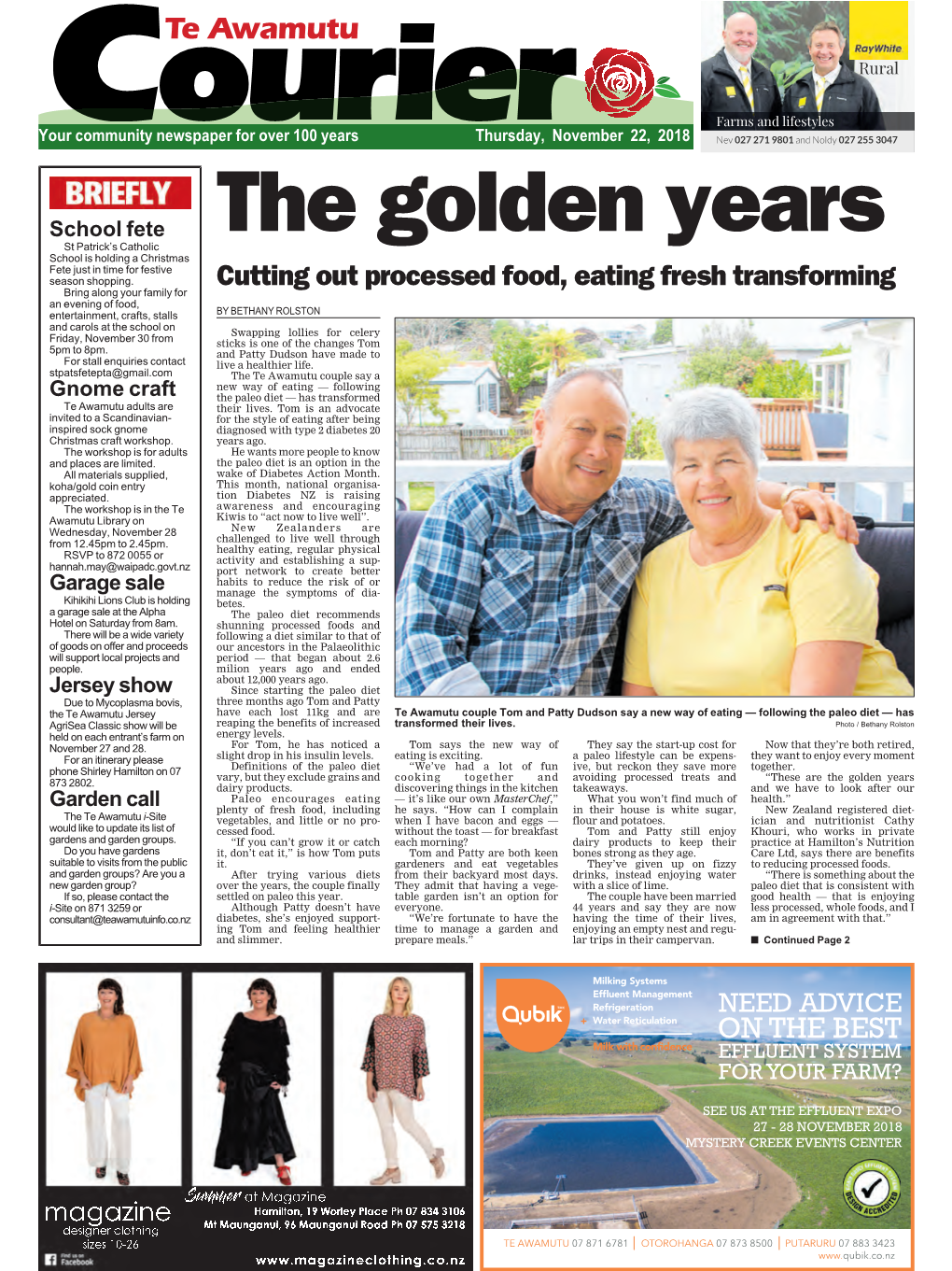 Te Awamutu Courier Thursday, November 22, 2018