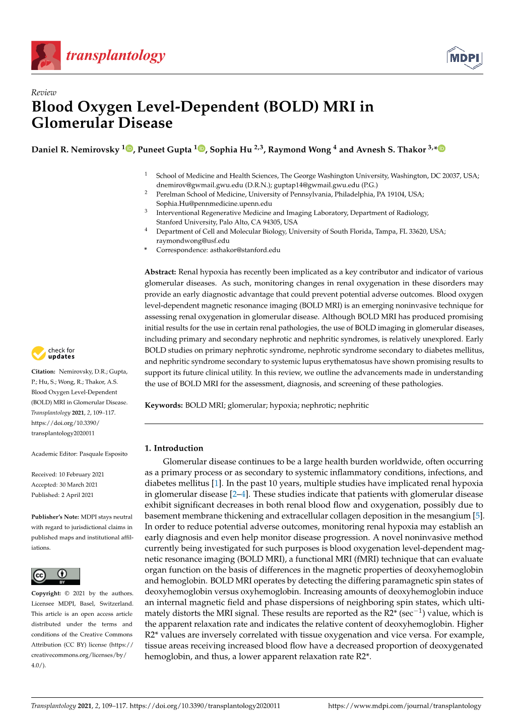 (BOLD) MRI in Glomerular Disease