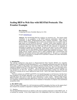 Scaling HEP to Web Size with Restful Protocols: the Frontier Example