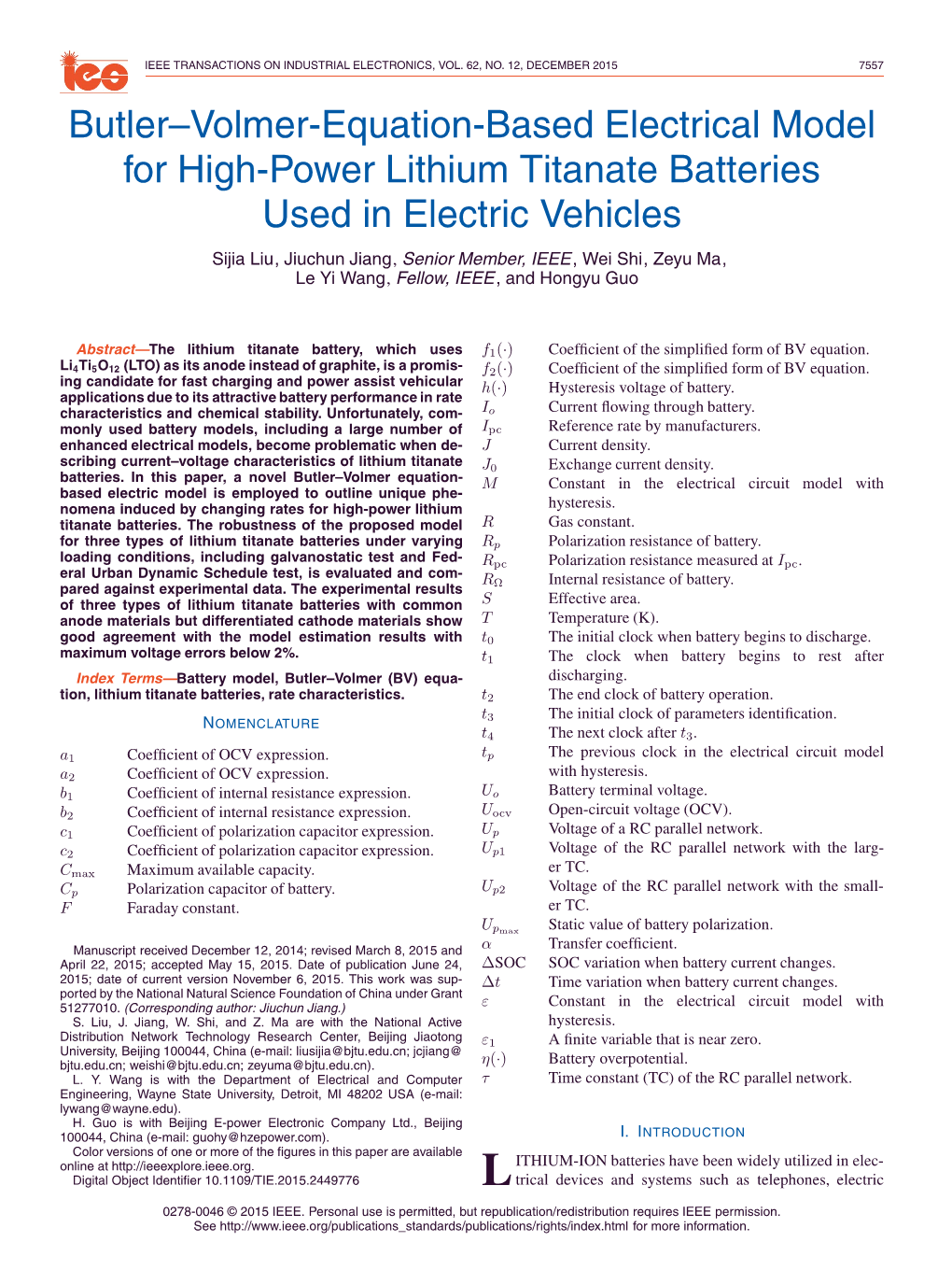 Butler–Volmer-Equation-Based Electrical Model for High-Power