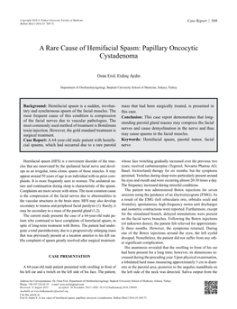 A Rare Cause of Hemifacial Spasm: Papillary Oncocytic Cystadenoma