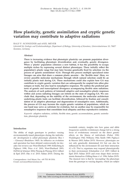 How Plasticity, Genetic Assimilation and Cryptic Genetic Variation May Contribute to Adaptive Radiations