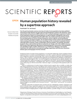 Human Population History Revealed by a Supertree Approach Pavel Duda1,2 & Jan Zrzavý1