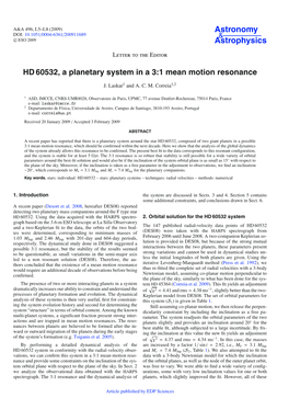 HD 60532, a Planetary System in a 3:1 Mean Motion Resonance