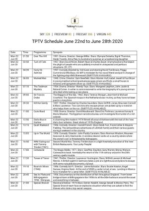 TPTV Schedule June 22Nd to June 28Th 2020