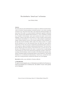 The Distributive “Dwarf Case” in Estonian