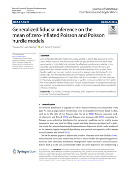 Generalized Fiducial Inference on the Mean of Zero-Inflated Poisson and Poisson Hurdle Models Yixuan Zou1, Jan Hannig2* and Derek S
