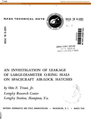 An Investigation of Leakage of Large-Diameter O-Ring Seals on Spacecraft Airlock Hatches