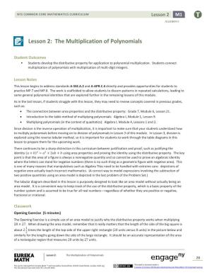 Lesson 2: the Multiplication of Polynomials