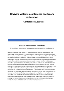 Reviving Waters: a Conference on Stream Restoration - Conference Abstracts