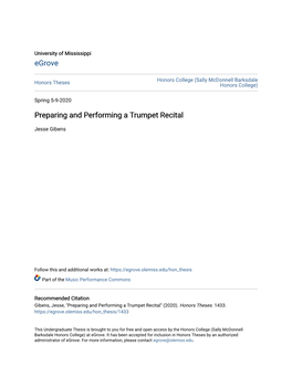 Preparing and Performing a Trumpet Recital