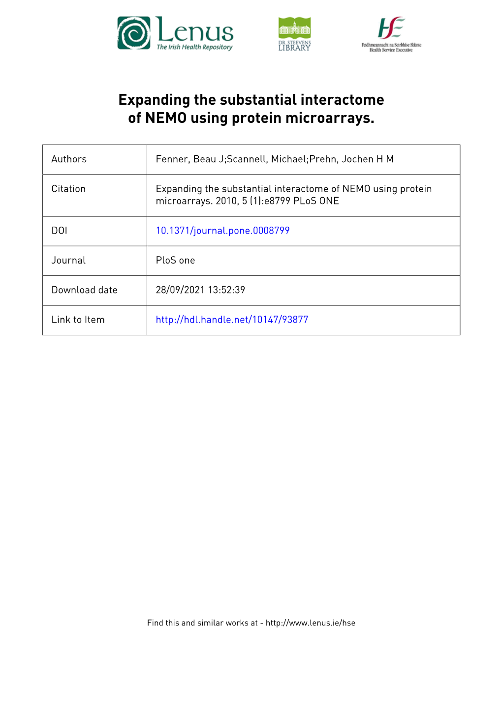 Expanding the Substantial Interactome of NEMO Using Protein Microarrays