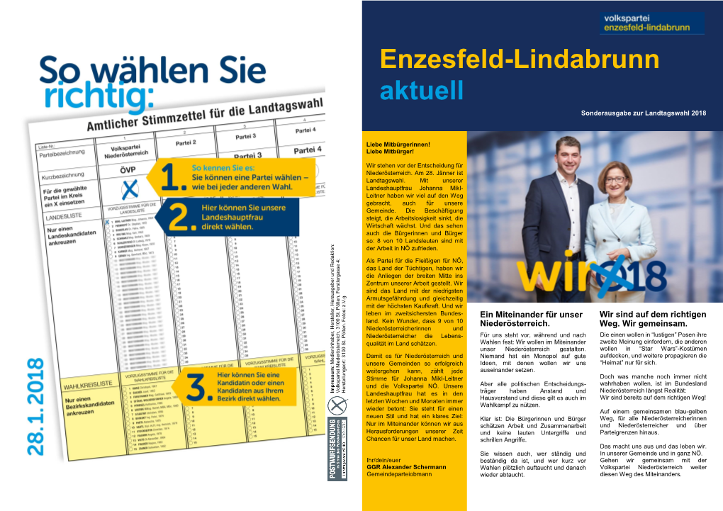 Enzesfeld-Lindabrunn Aktuell Sonderausgabe Zur Landtagswahl 2018