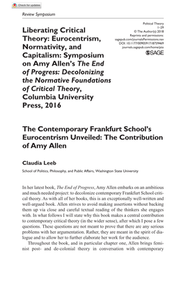 Liberating Critical Theory: Eurocentrism