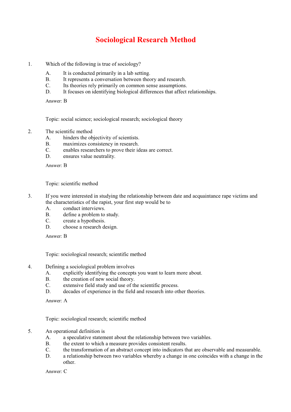 Sociological Research Method