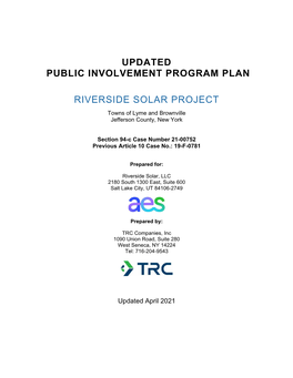 Updated Public Involvement Program Plan Riverside