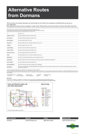 Alternative Routes from Dormans Train Operator