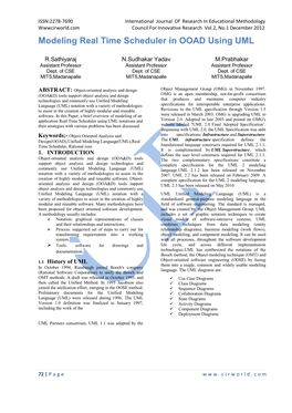 Modeling Real Time Scheduler in OOAD Using UML